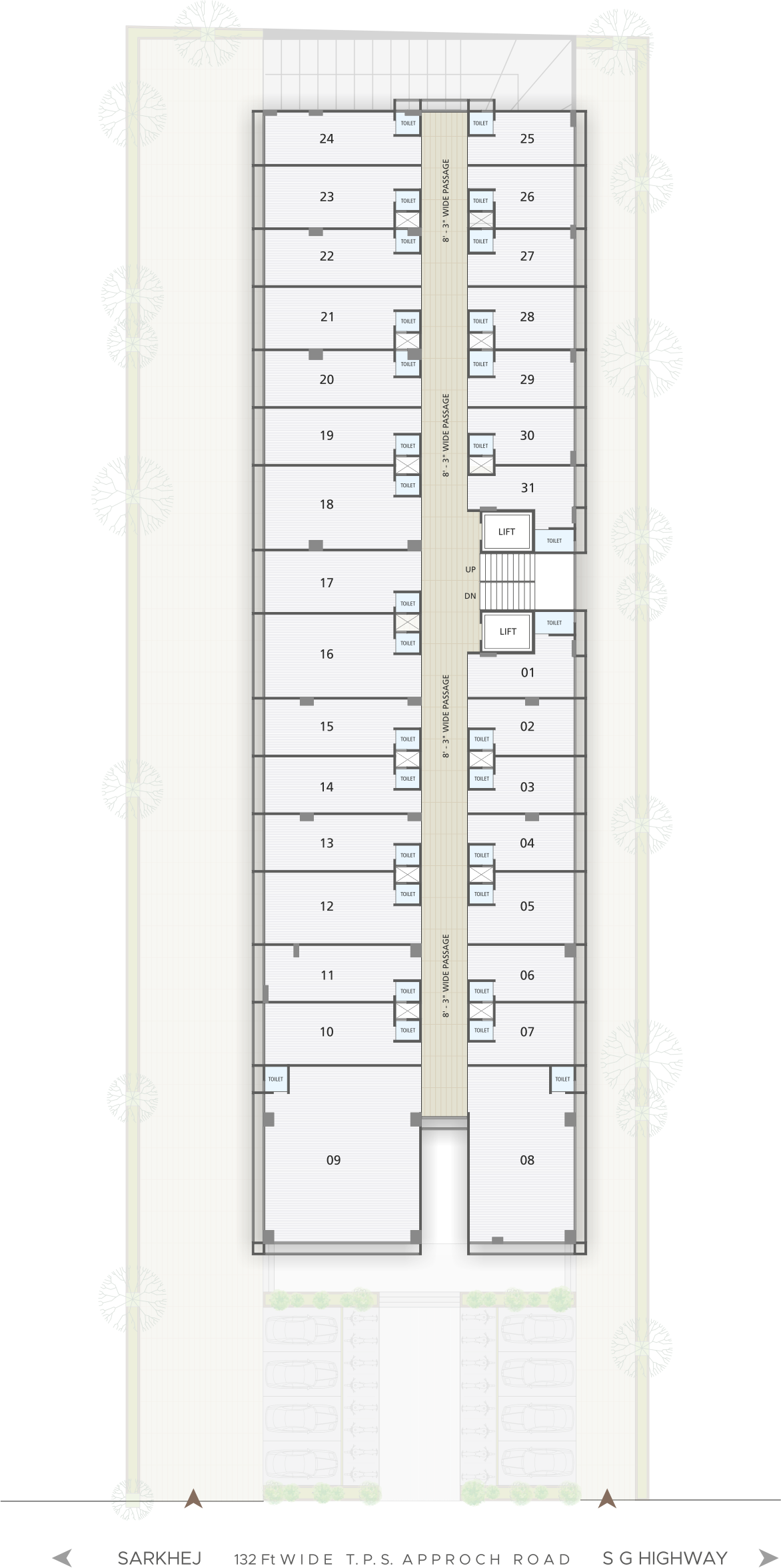 Third to seventh floor floorplan