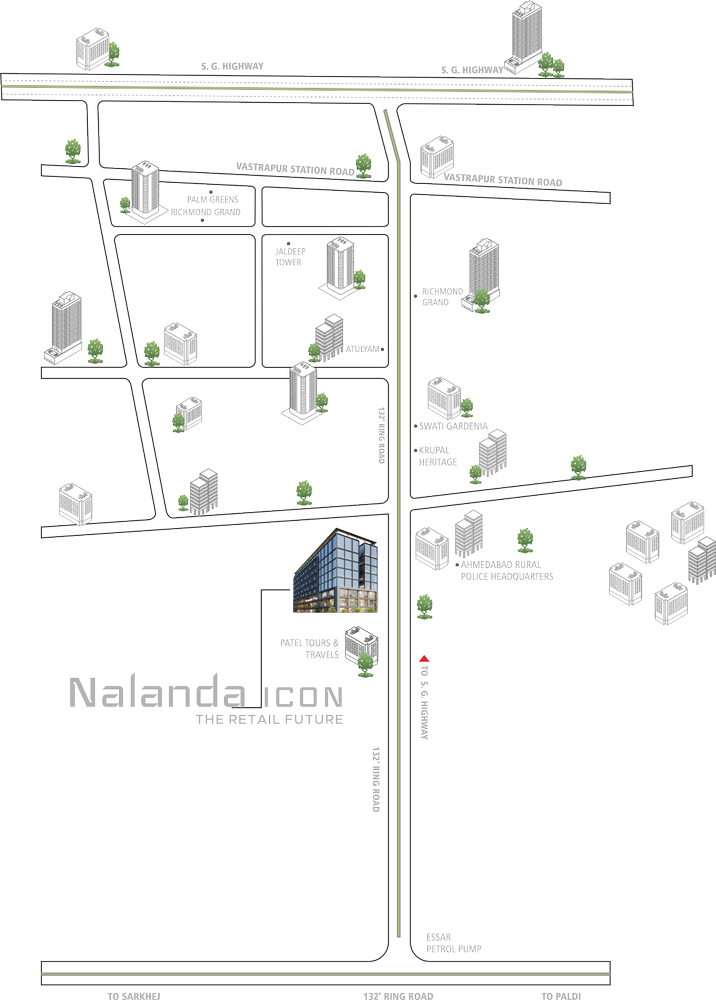 MAp image showing Nalanda icon location and neighborhood
